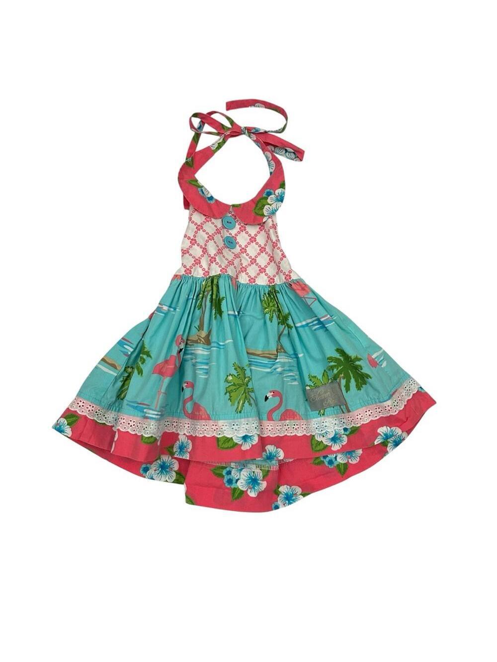 Eleanor Rose Flamingo Halter Dress Size 12M